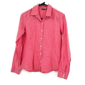 Eddie Bauer Size XS Shirt Red Check Plaid Button Up‎ Lightweight 100% Cotton